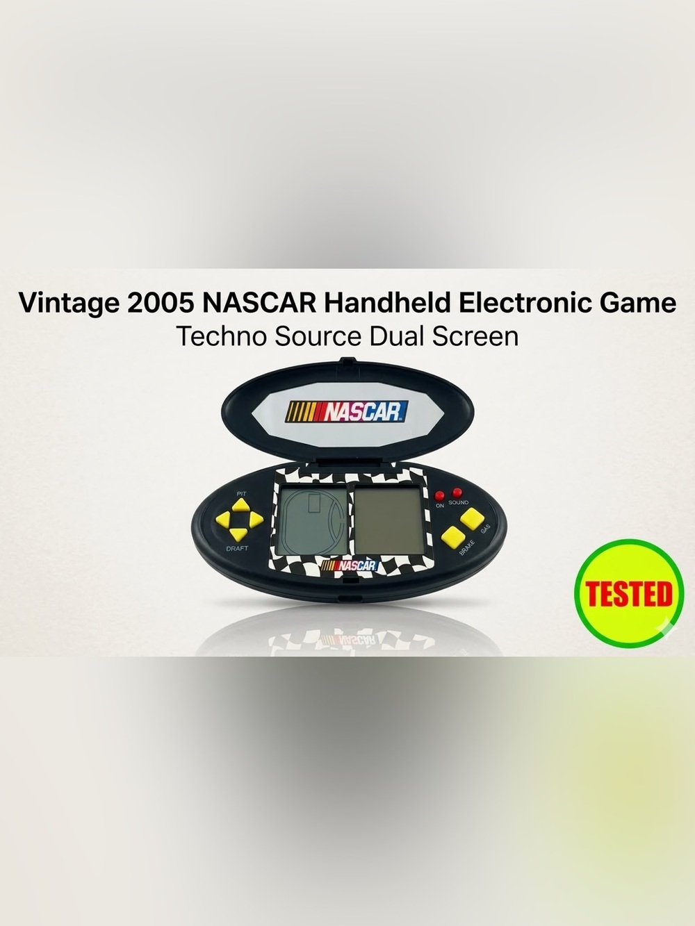 Vintage 2005 NASCAR Handheld Electronic Game Techno Source Dual Screen TESTED